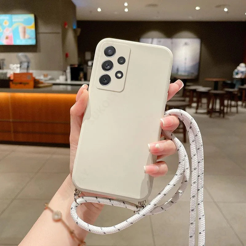 Classic Silicone Samsung Case with Crossbody Lanyard-Exoticase-Samsung S22 Ultra-Beige White-Exoticase