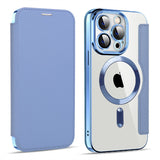 Clear Back MagSafe Wallet Apple iPhone Case-Exoticase-For iPhone 15 Pro Max-Sierra Blue-