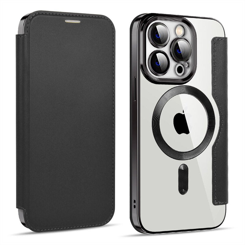 Clear Back MagSafe Wallet Apple iPhone Case, For iPhone 14 Pro Max / Black