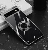 Clear Metal Ring Electroplated Google Pixel Case-Exoticase-Google 7 Pro-Black-