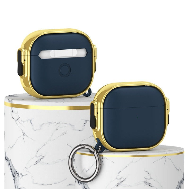 Clip Switch Plated AirPods Case-Exoticase-Gold - Blue-For AirPods Pro 2-