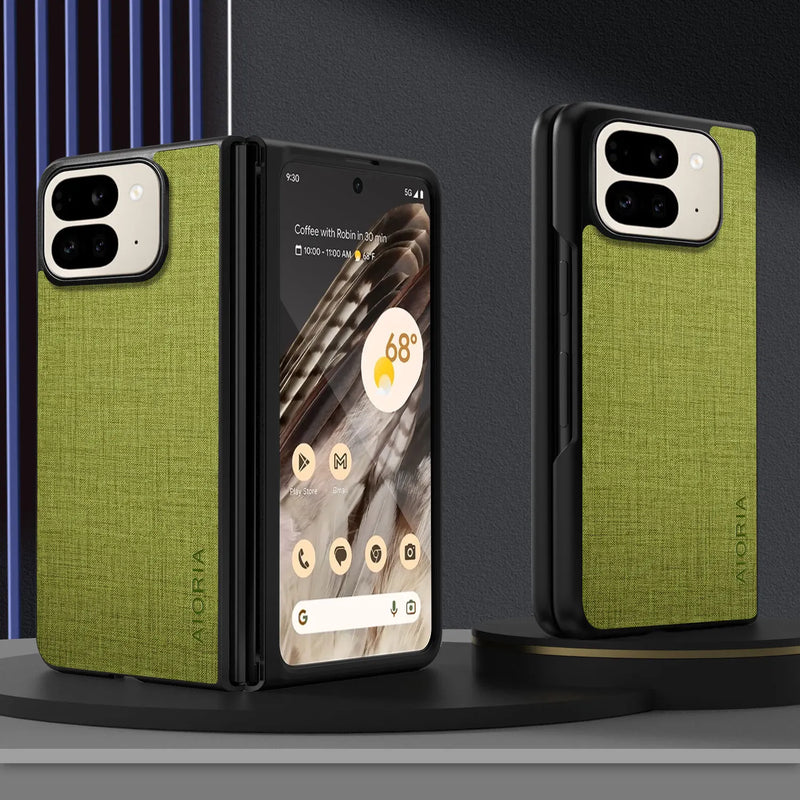 Cloth Pattern Anti-Scratch Case For Google Pixel Fold-Exoticase-For Pixel 10 Pro Fold 2025-Green-Exoticase