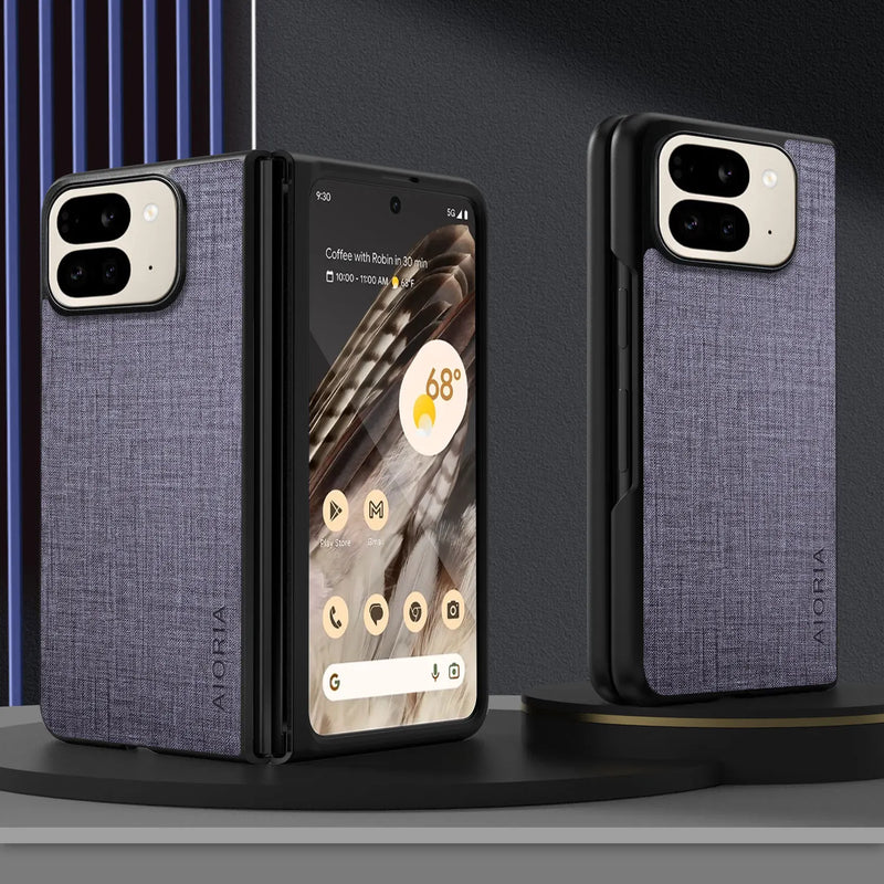 Cloth Pattern Anti-Scratch Case For Google Pixel Fold-Exoticase-For Pixel 10 Pro Fold 2025-Gray-Exoticase