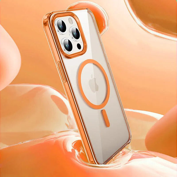 Color Accents Translucent Back Soft Apple iPhone Case-Exoticase-For iPhone 15 Pro Max-Orange-