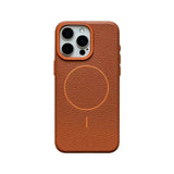 Contrast Accent Faux Leather Business iPhone Case-Exoticase-For iPhone 16 Pro Max-Brown-Exoticase