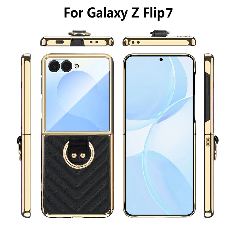 Couture Quilted Plated Samsung Flip Ring Case-Exoticase-Exoticase