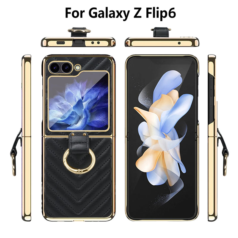 Couture Quilted Plated Samsung Flip Ring Case-Exoticase-Exoticase