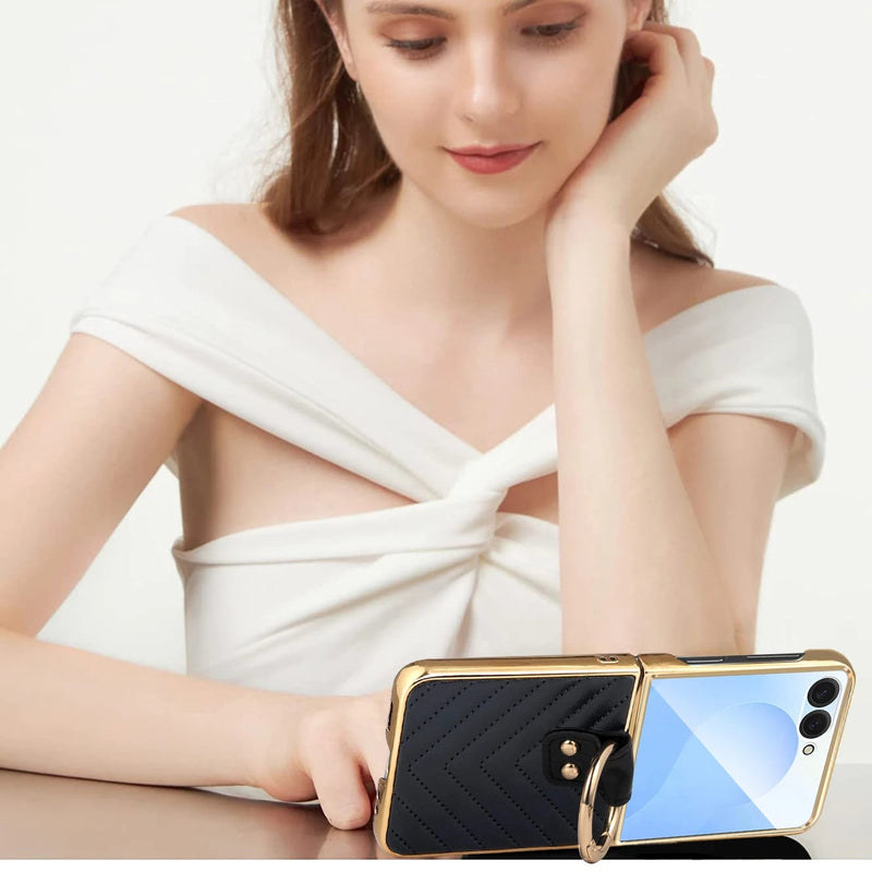 Couture Quilted Plated Samsung Flip Ring Case-Exoticase-Exoticase