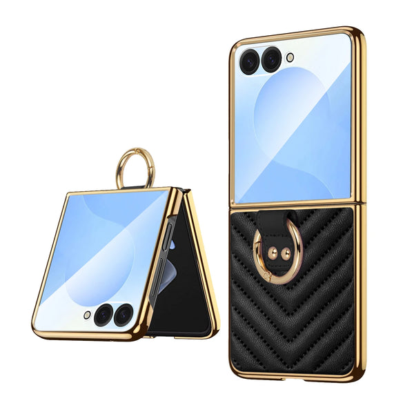 Couture Quilted Plated Samsung Flip Ring Case-Exoticase-Exoticase
