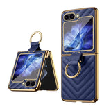Couture Quilted Plated Samsung Flip Ring Case-Exoticase-Blue-For Samsung Z Flip 7-Exoticase