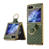 Couture Quilted Plated Samsung Flip Ring Case-Exoticase-Green-For Samsung Z Flip 7-Exoticase