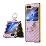 Couture Quilted Plated Samsung Flip Ring Case-Exoticase-Purple-For Samsung Z Flip 7-Exoticase