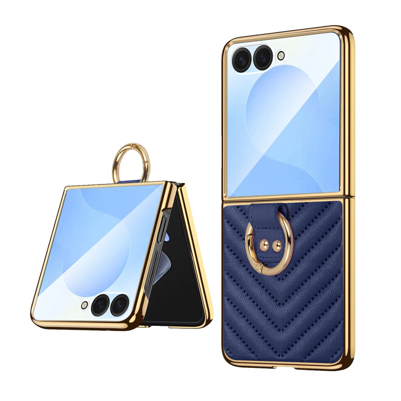 Couture Quilted Plated Samsung Flip Ring Case-Exoticase-Exoticase