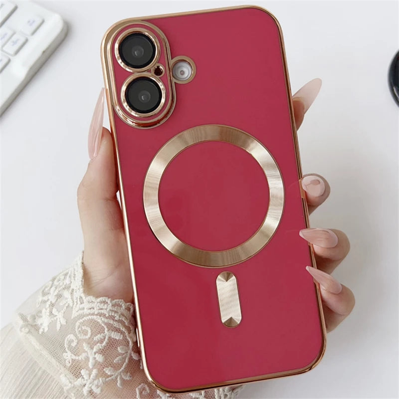 Covered Camera Lens MagSafe Plated iPhone Case-Exoticase-For iPhone 17 Pro Max-Red-Exoticase