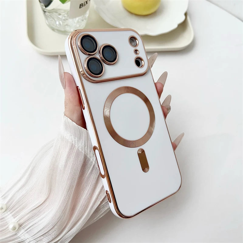 Covered Camera Lens MagSafe Plated iPhone Case-Exoticase-For iPhone 17 Pro Max-White-Exoticase