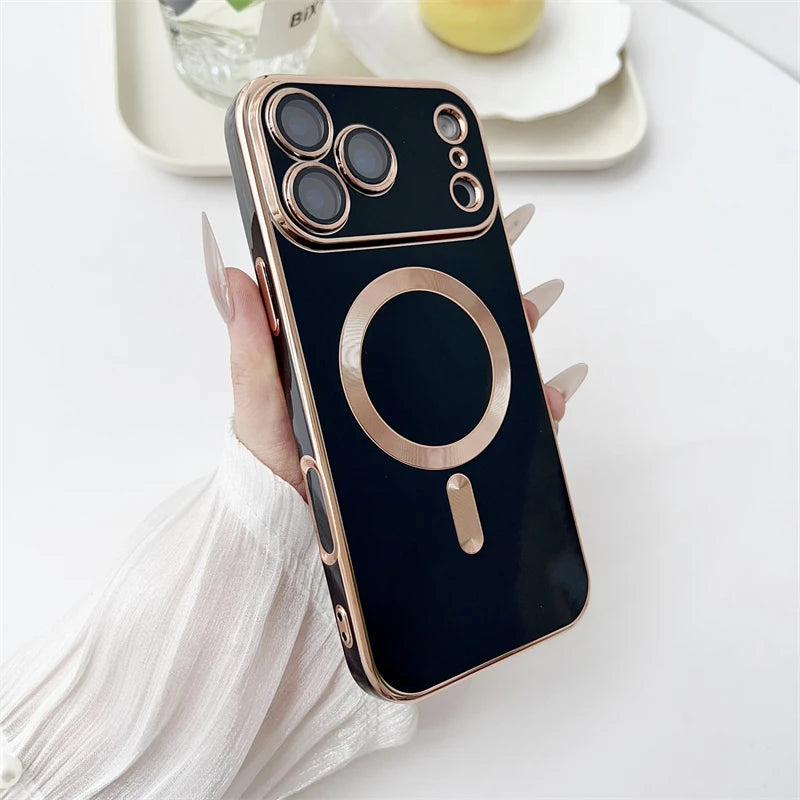 Covered Camera Lens MagSafe Plated iPhone Case-Exoticase-For iPhone 17 Pro Max-Black-Exoticase