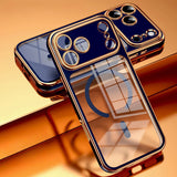 Covered Camera Lens MagSafe Plated iPhone Case-Exoticase-For iPhone 14-Blue Clear-Exoticase