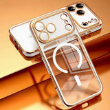 Covered Camera Lens MagSafe Plated iPhone Case-Exoticase-For iPhone 16 Pro-White Clear-Exoticase