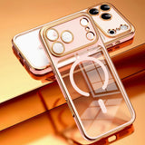 Covered Camera Lens MagSafe Plated iPhone Case-Exoticase-For iPhone 17-Pink Clear-Exoticase
