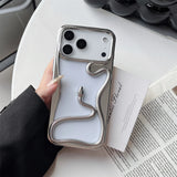 Crawling Snake Pattern Bumperish iPhone Case-Exoticase-For iPhone 17 Pro Max-Electroplated Silver-Exoticase