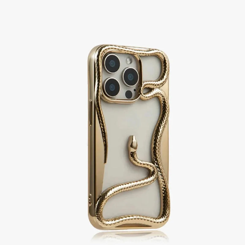 Crawling Snake Pattern Bumperish iPhone Case, For iPhone 16 / Electroplated Silver Crawling Snake Pattern Bumperish iPhone Case, For iPhone 16 / Electroplated Silver