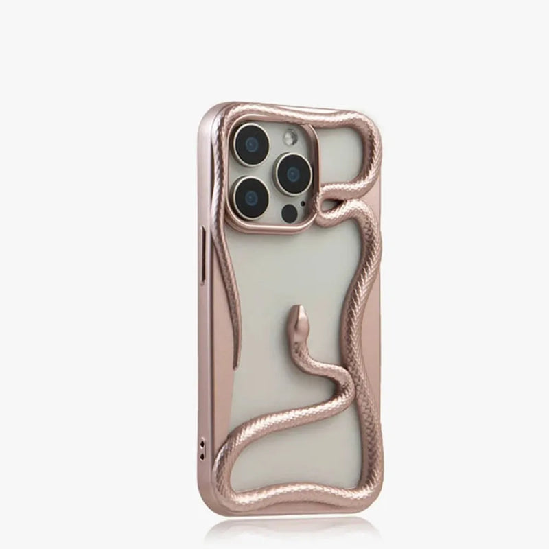 Crawling Snake Pattern Bumperish iPhone Case, For iPhone 16 / Electroplated Silver Crawling Snake Pattern Bumperish iPhone Case, For iPhone 16 / Electroplated Silver
