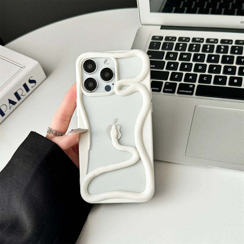 Crawling Snake Pattern Bumperish iPhone Case-Exoticase-For iPhone 17 Pro Max-Matte White-Exoticase