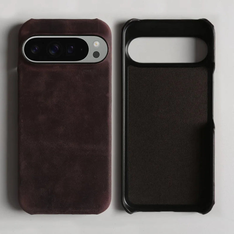 Crazy Horse Leather Google Pixel Case-Exoticase-For Google Pixel 9 Pro XL-Purple Brown-Exoticase
