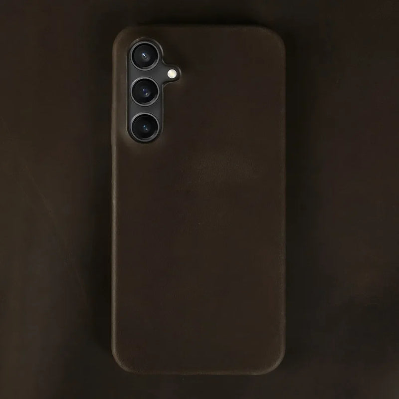 Crazy Horse Leather Samsung Galaxy Case-Exoticase-For Samsung S25 Ultra-Dark Olive-Exoticase