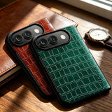 Crocodile Pattern PU Leather iPhone Duo Case-Exoticase-Exoticase