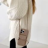 Crossbody Leather iPhone Case with Wallet-Exoticase-For iPhone 17 Pro Max-Khaki-Exoticase