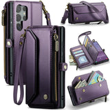 Crossbody Strap Leather Wallet Samsung Case-Exoticase-Purple-Samsung S25 Ultra-Exoticase