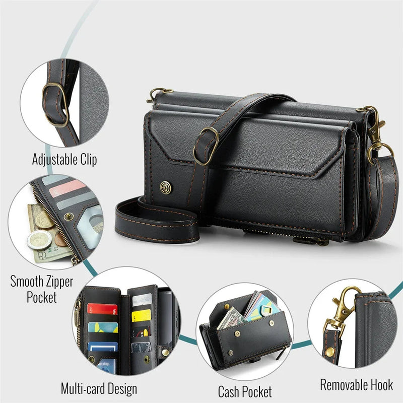 Crossbody Strap Leather Wallet Samsung Case-Exoticase-Exoticase