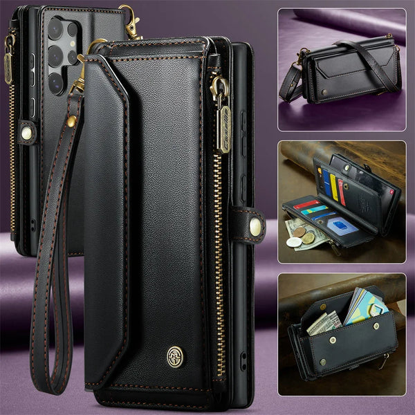 Crossbody Strap Leather Wallet Samsung Case-Exoticase-Exoticase