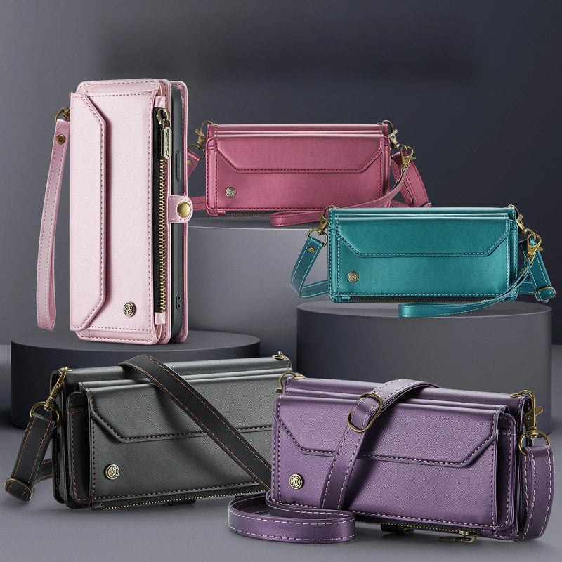 Crossbody Strap Leather Wallet iPhone Case-Exoticase-Exoticase