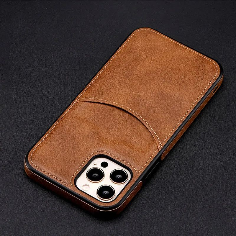 Curved Cut Card Slot iPhone Case-Exoticase-iPhone 15 Pro Max-Brown-