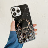 Cute Astronaut Glitter Apple iPhone Case-Exoticase-For iPhone 13Pro max-Black-