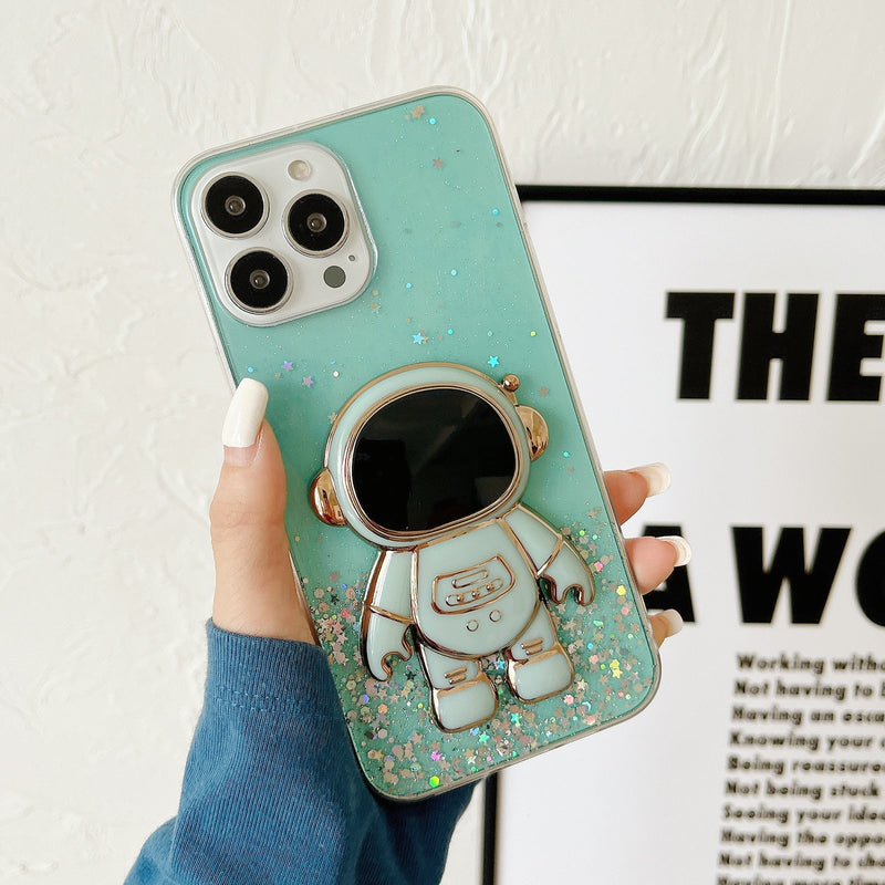 Cute Astronaut Glitter Apple iPhone Case-Exoticase-For iPhone 13Pro max-Green-