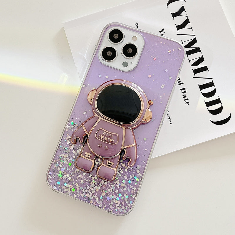 Cute Astronaut Glitter Apple iPhone Case-Exoticase-For iPhone 13Pro max-Purple-