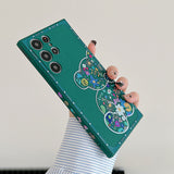 Cute Bear Floral Samsung Galaxy Case-Exoticase-For Samsung S22Ultra-Green-