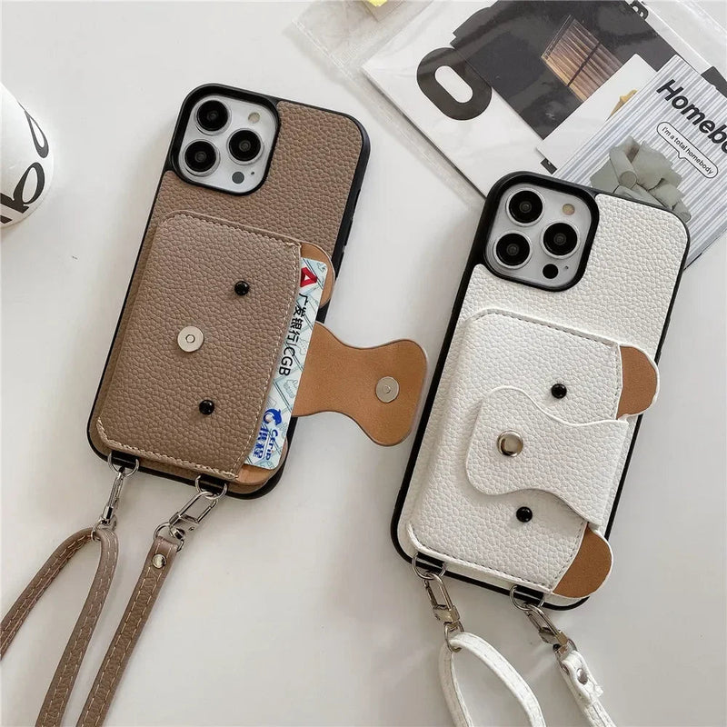 Cute Bear Leather Wallet iPhone Case – Exoticase Cute Bear Leather Wallet iPhone Case – Exoticase