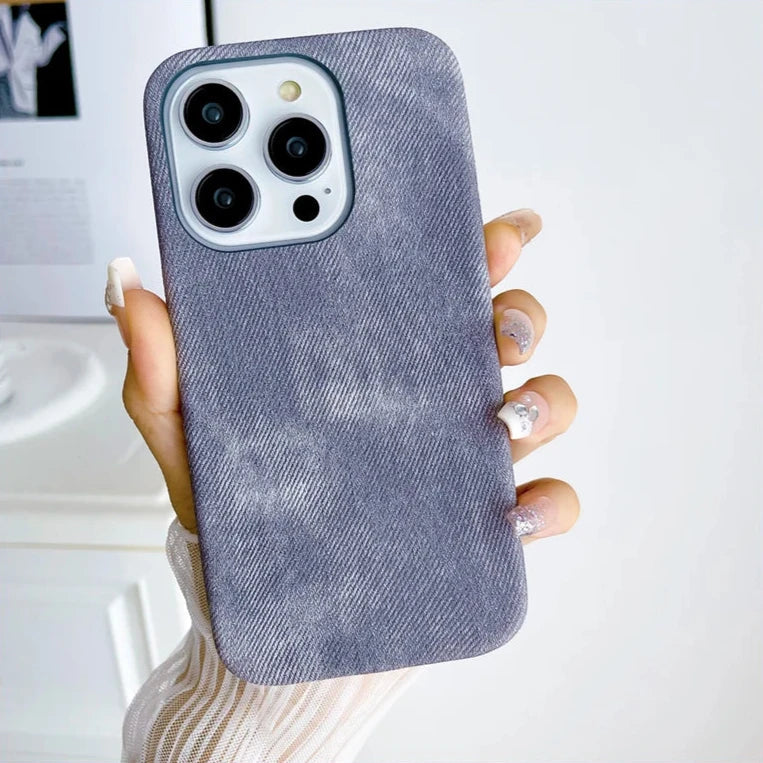 Denim Pattern Apple iPhone Case-Exoticase-For iPhone 16 Pro Max-Gray-Exoticase