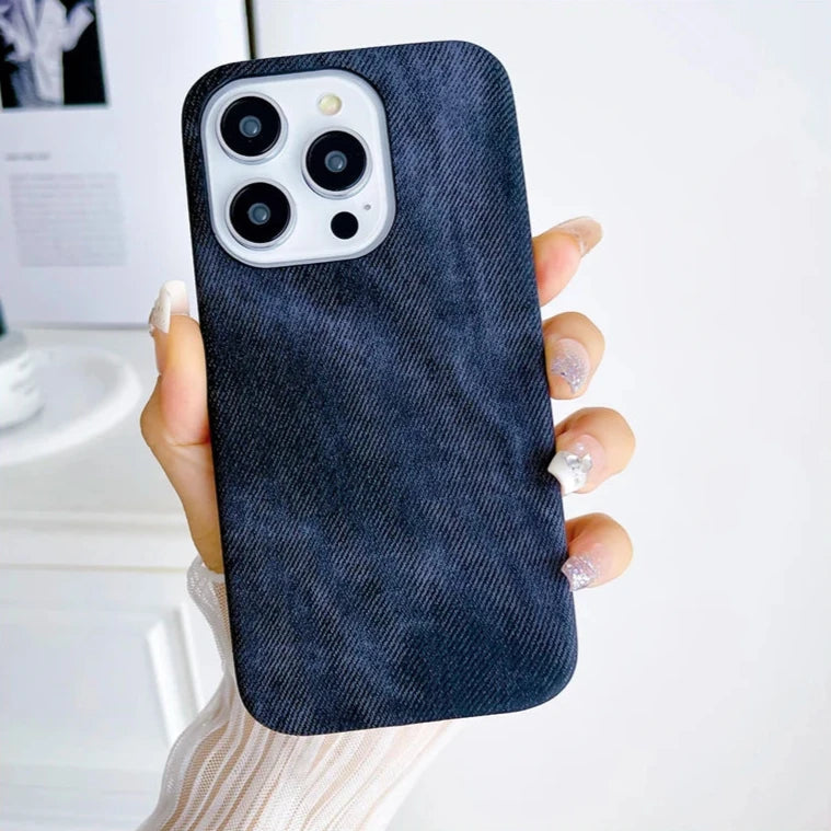 Denim Pattern Apple iPhone Case-Exoticase-For iPhone 16 Pro Max-Black-Exoticase