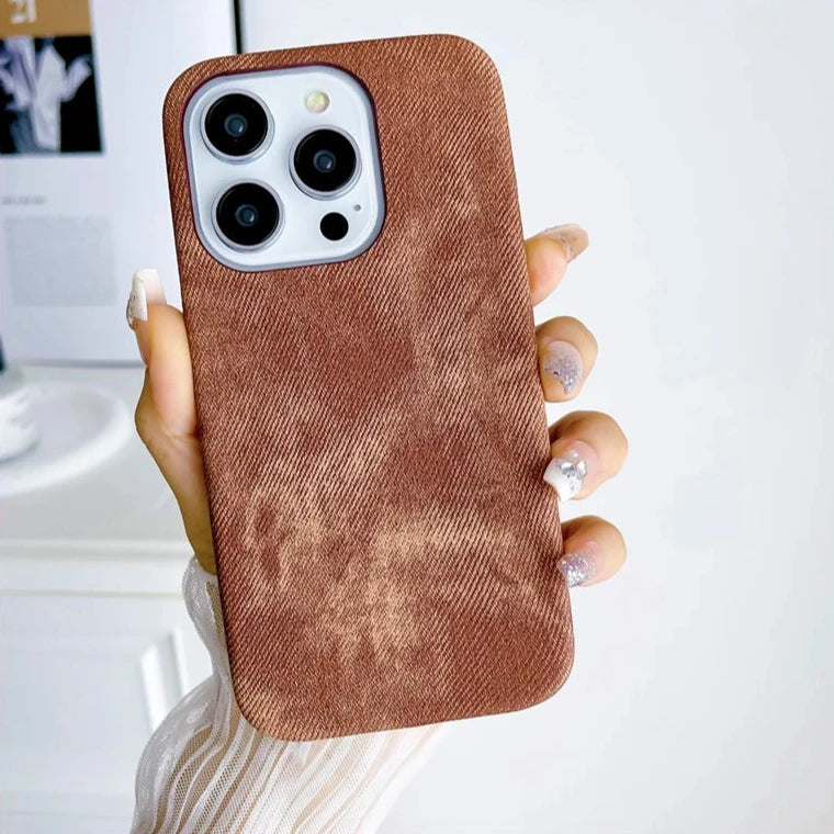 Denim Pattern Apple iPhone Case-Exoticase-For iPhone 16 Pro Max-Brown-Exoticase