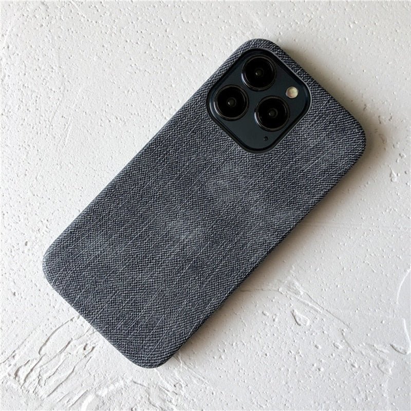 Denim Pattern Apple iPhone Case-Exoticase-For iPhone 14 Pro Max-Gray-