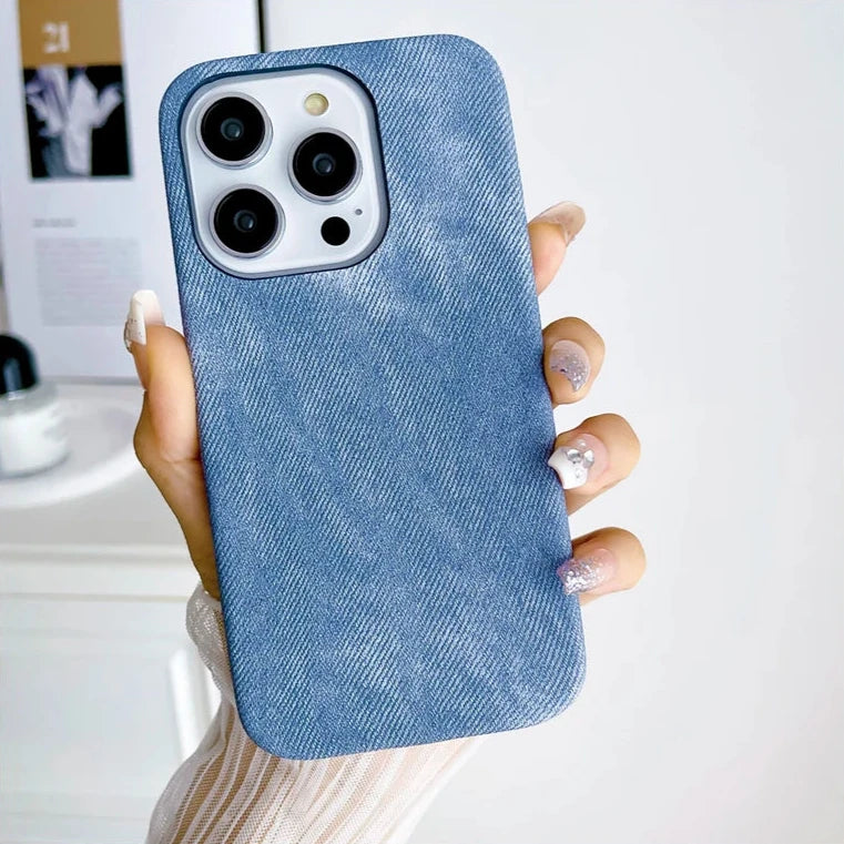 Denim Pattern Apple iPhone Case, For iPhone 13 Pro / Blue