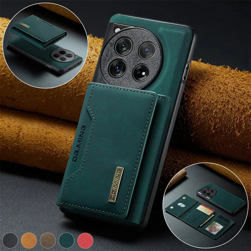 Detachable Wallet Leather OnePlus Case-Exoticase-For OnePlus 12-Green with Wallet-Exoticase