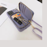 Diamond Lattice Zipper Leather Purse iPhone Case-Exoticase-
