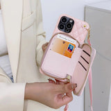 Diamond Lattice Zipper Leather Purse iPhone Case-Exoticase-