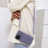 Diamond Lattice Zipper Leather Purse iPhone Case-Exoticase-